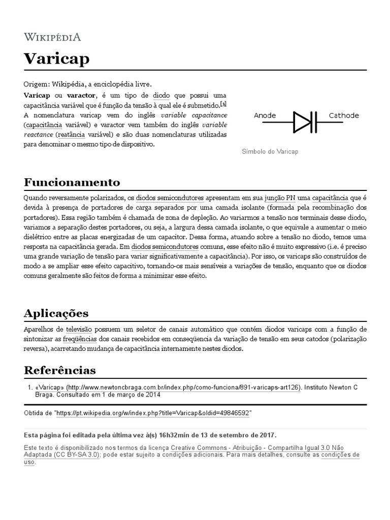 Varicap Wikip Dia A Enciclop Dia Livre PDF