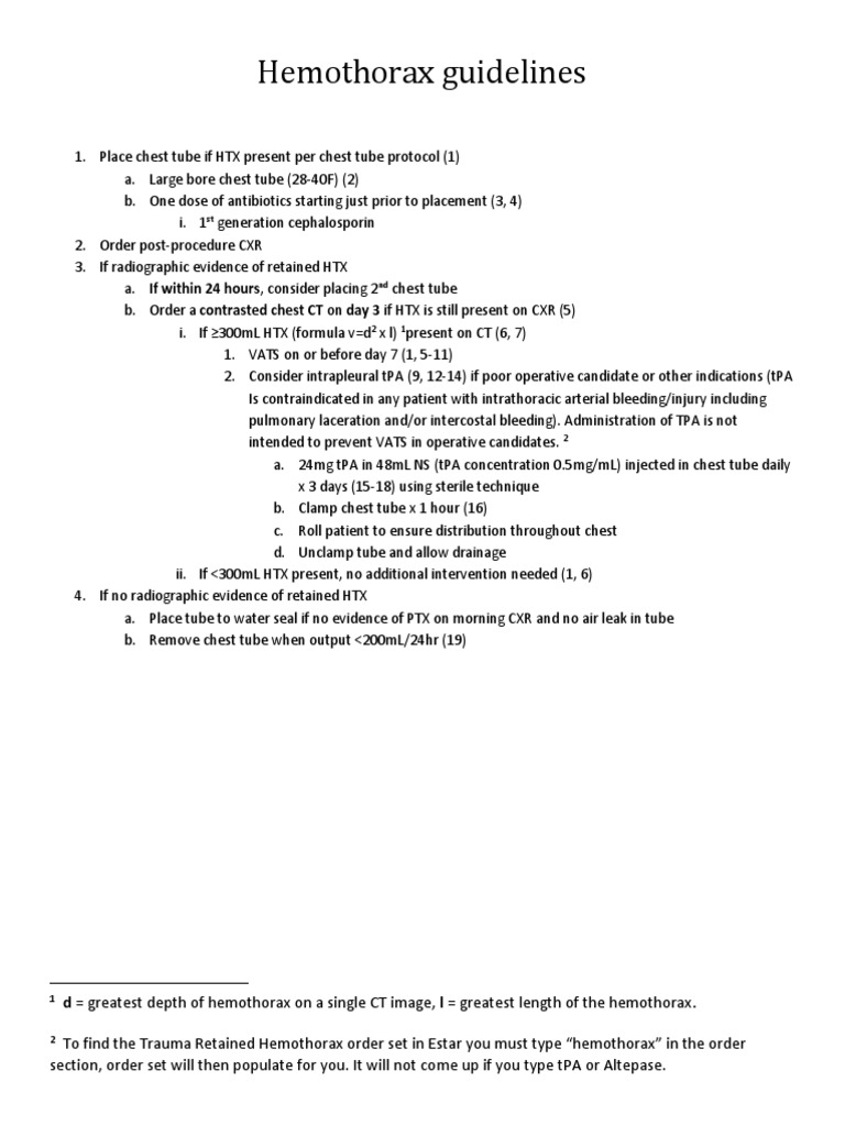 Hemothorax Guidelines 2018 PDF