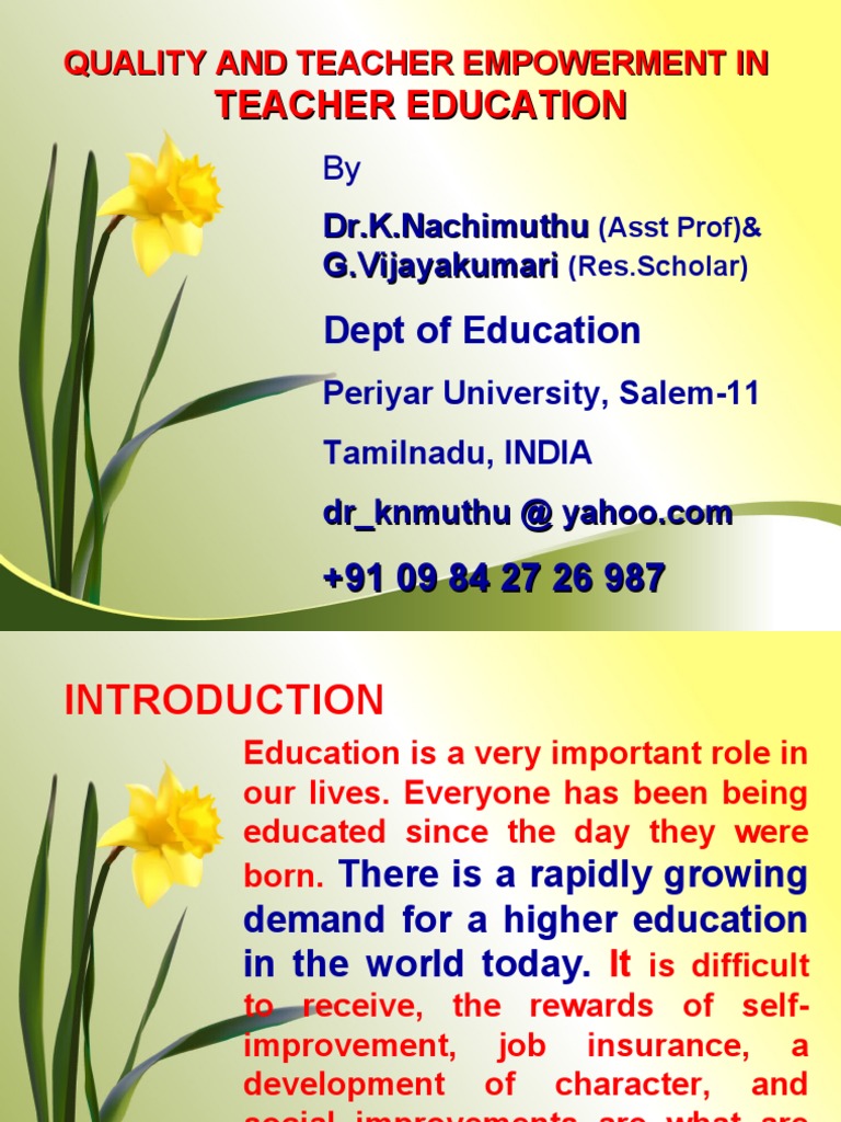 Teacher Empowerment in Education Quality | PDF | Empowerment | Teachers