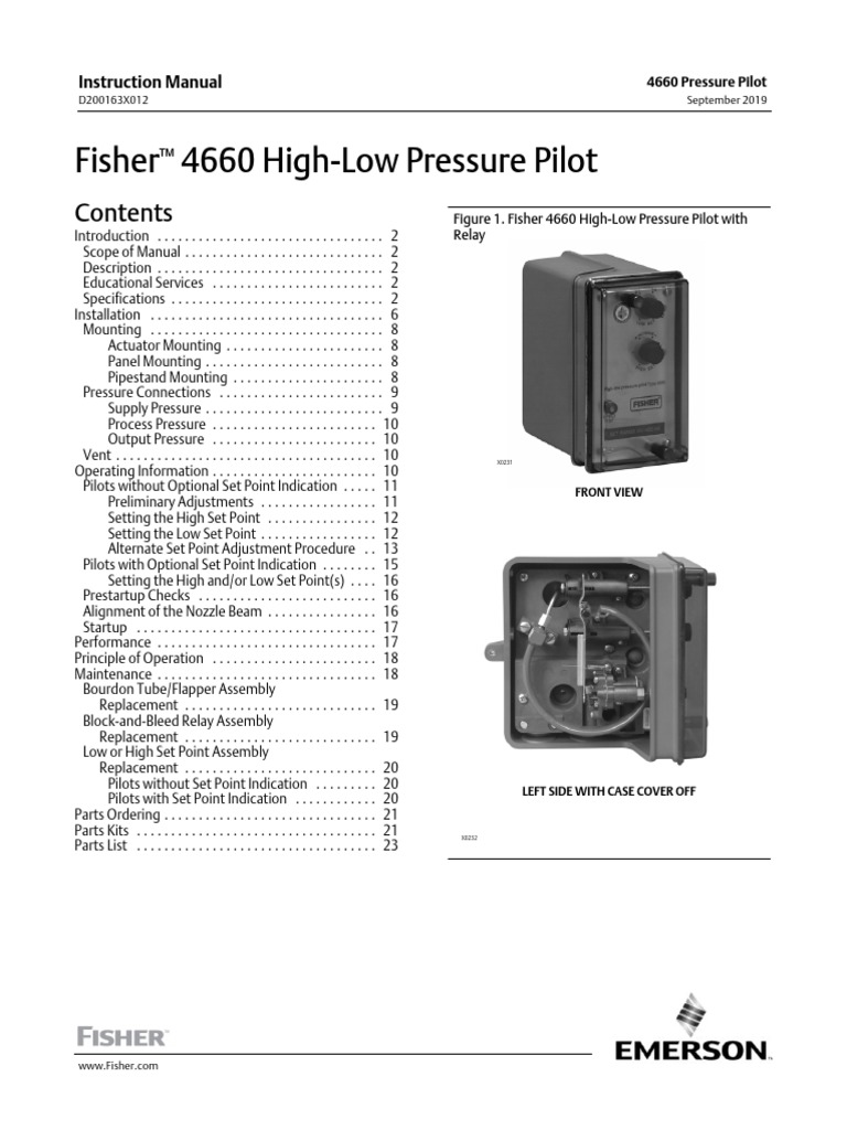 Instruction Manual Fisher 4660 High Low Pressure Pilot en 134808 PDF