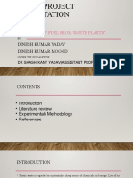 BTECH PROJECT SYNTHESIS OF FUEL FROM WASTE PLASTIC