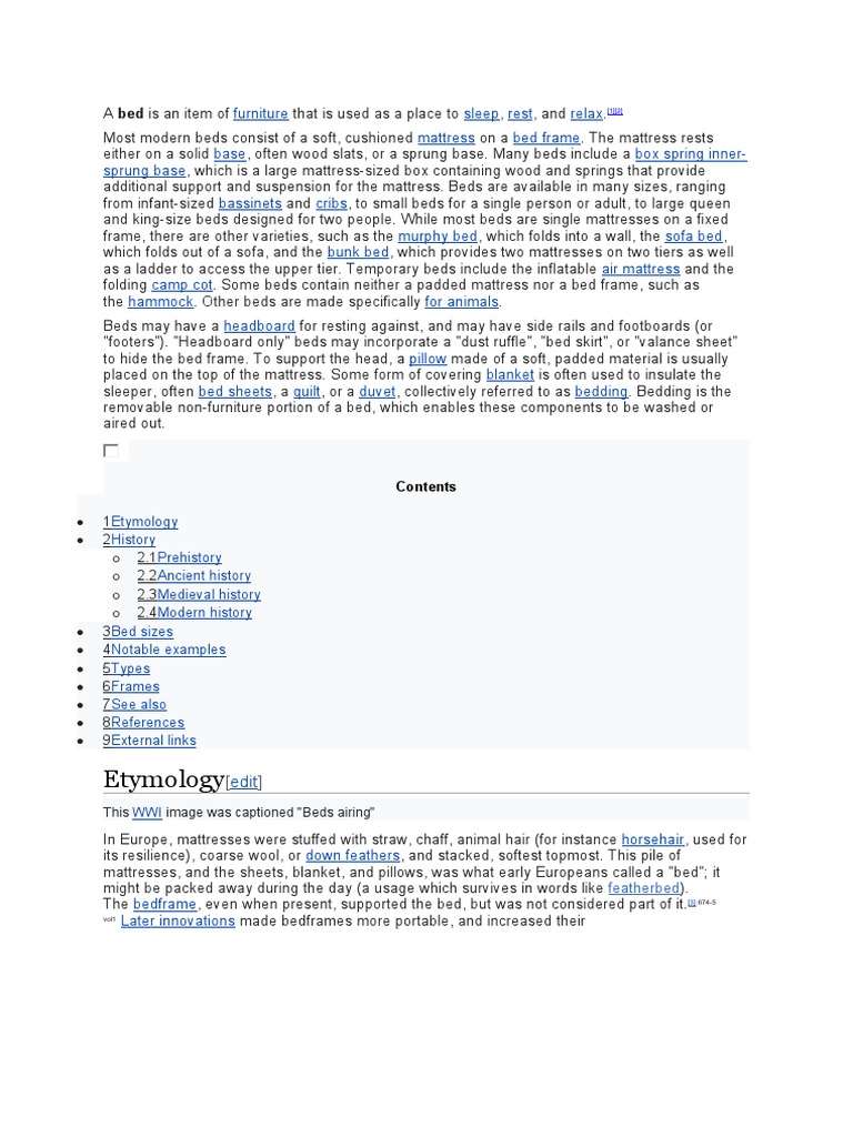 Etymology This Image Was Captioned "Beds Airing" PDF Bed Home