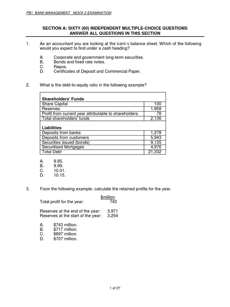 Section A Sixty (60) Independent MultipleChoice Questions Answer All Questions in This Section