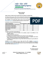 Public Notice 06 April 2022 Subject: Release of Admit Card For Graduate Pharmacy Aptitude Test (GPAT) - 2022