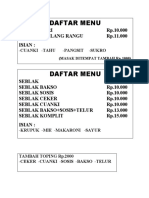 Daftar Menu Baru