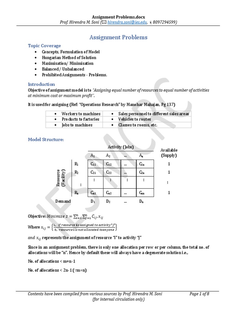 assignment problems