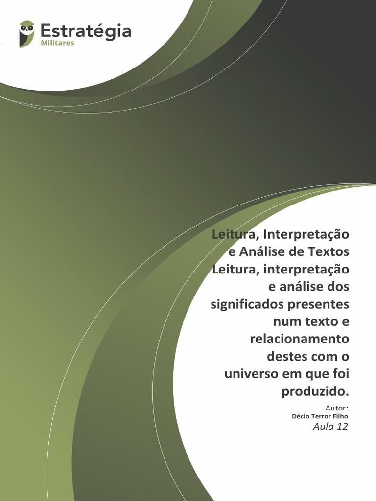 Aula 11 Leitura Interpretação E Análise De Textos Leitura