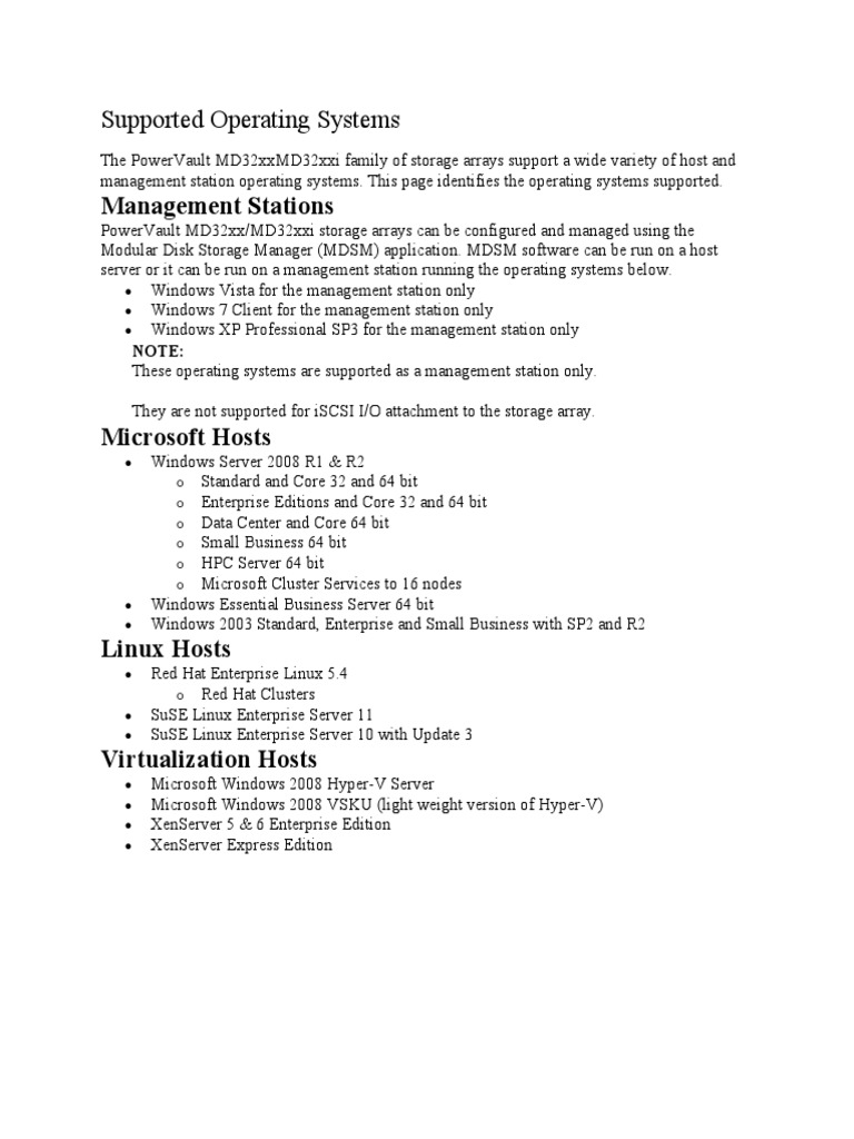 Supported OS Matrix | PDF | Business | Technology & Engineering