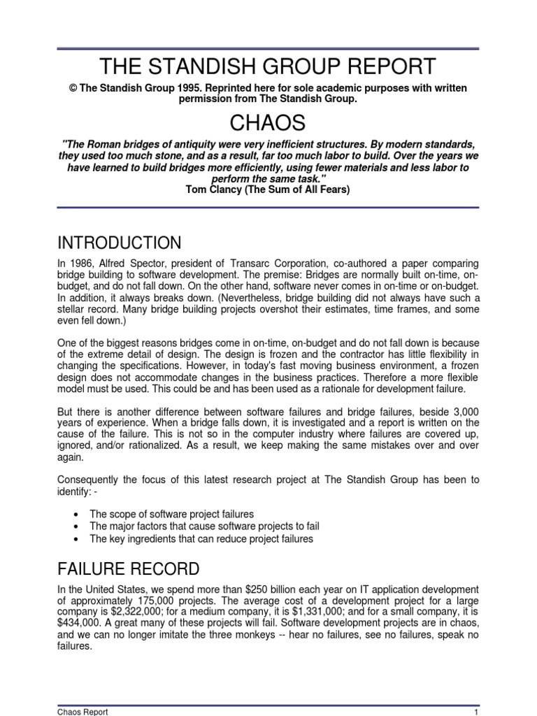 The Standish Group Report Chaos Report Department Of Motor Vehicles