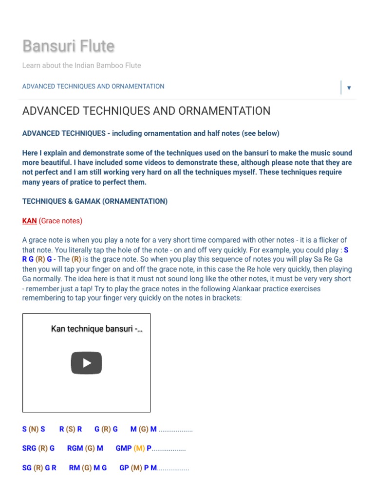 Bansuri Flute ADVANCED TECHNIQUES AND ORNAMENTATION PDF