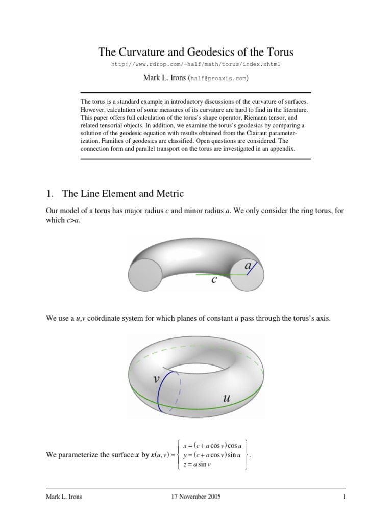 Curvature and Geodesics of the Torus | PDF | Geometry | Differential ...