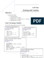 LAB One: Working With Variables: Objectives