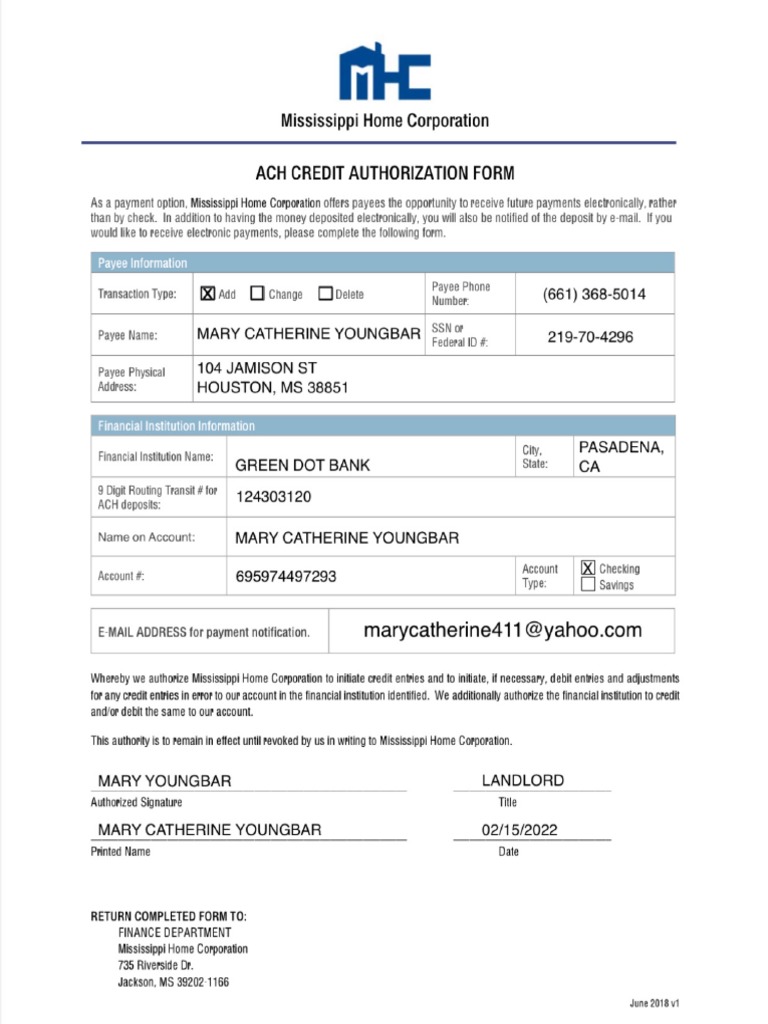 ACH Direct Deposit Form 1 | PDF