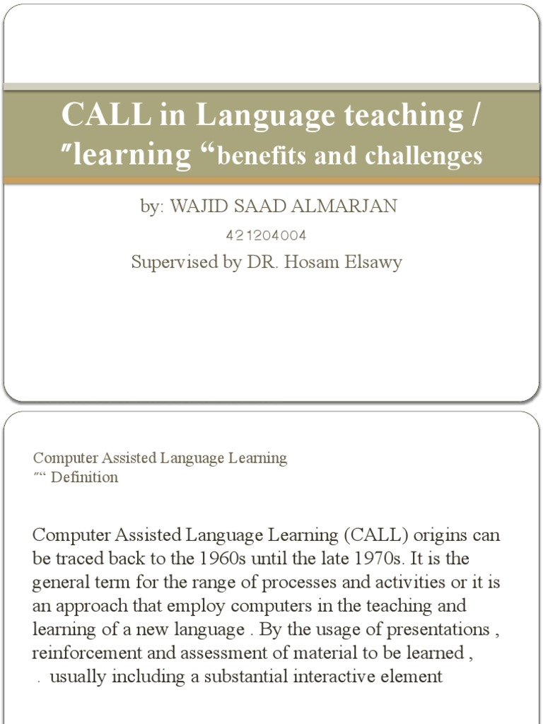 Benefits and Challenges of CALL in ELT | PDF | Learning | Language ...