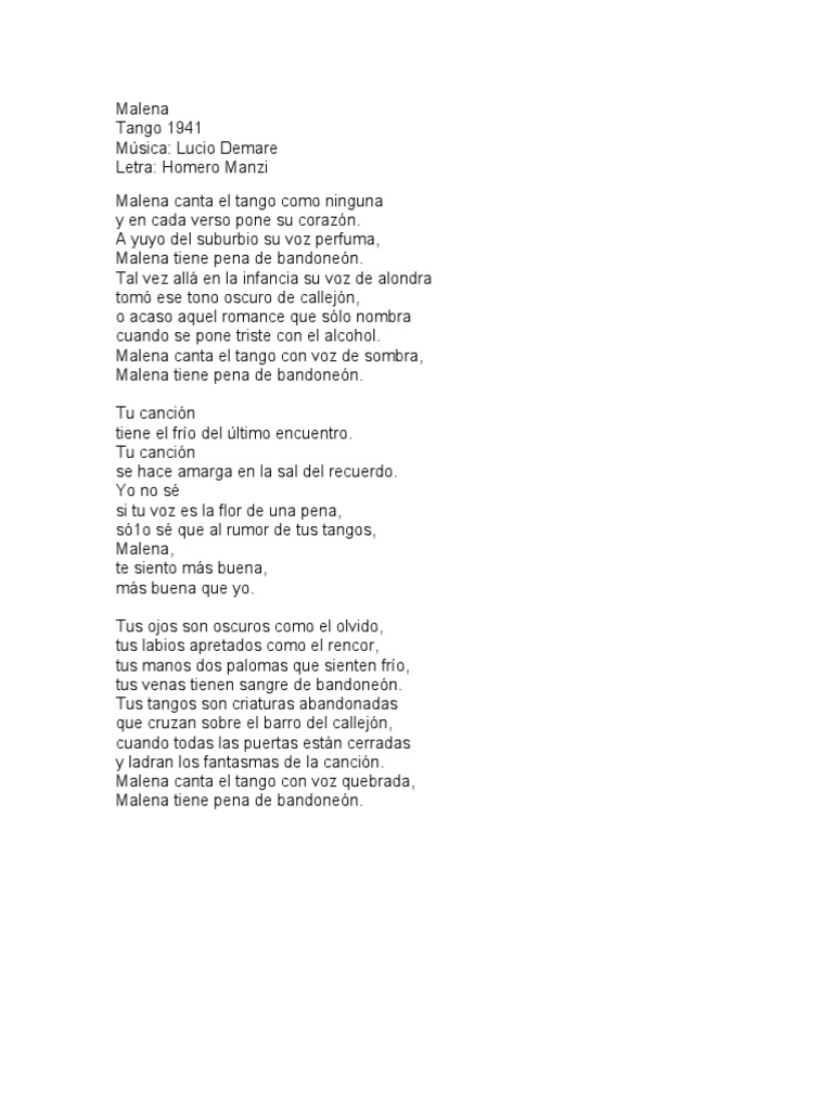 Letra del tango 