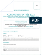 Polynésie française - Fiche d'inscription concours CPI 2022