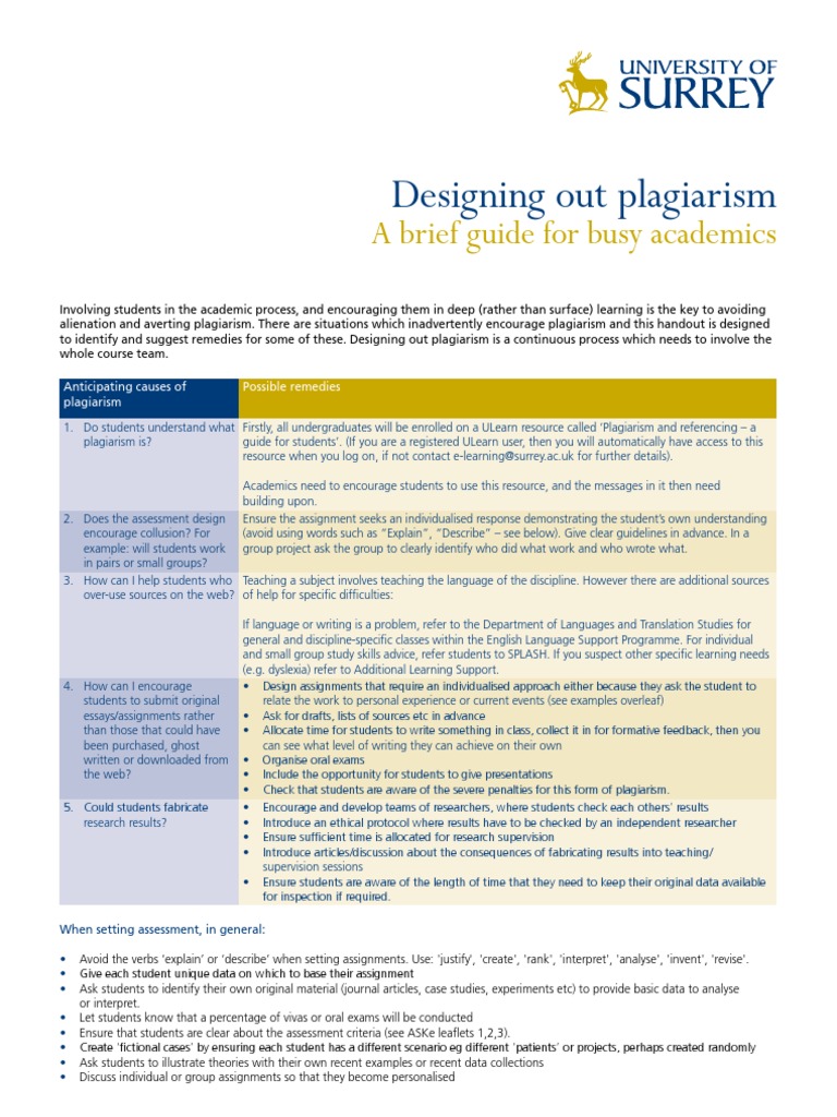 Preventing Plagiarism in Academia | PDF | Plagiarism | Academic Dishonesty