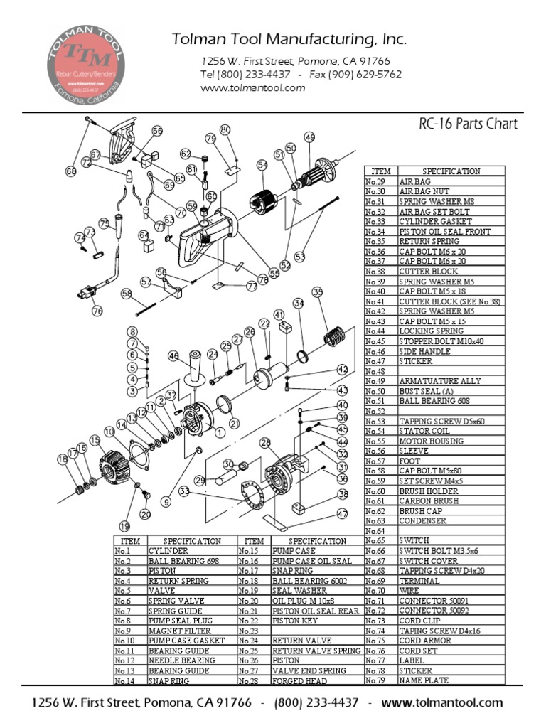 RC 16 Parts Chart PDF