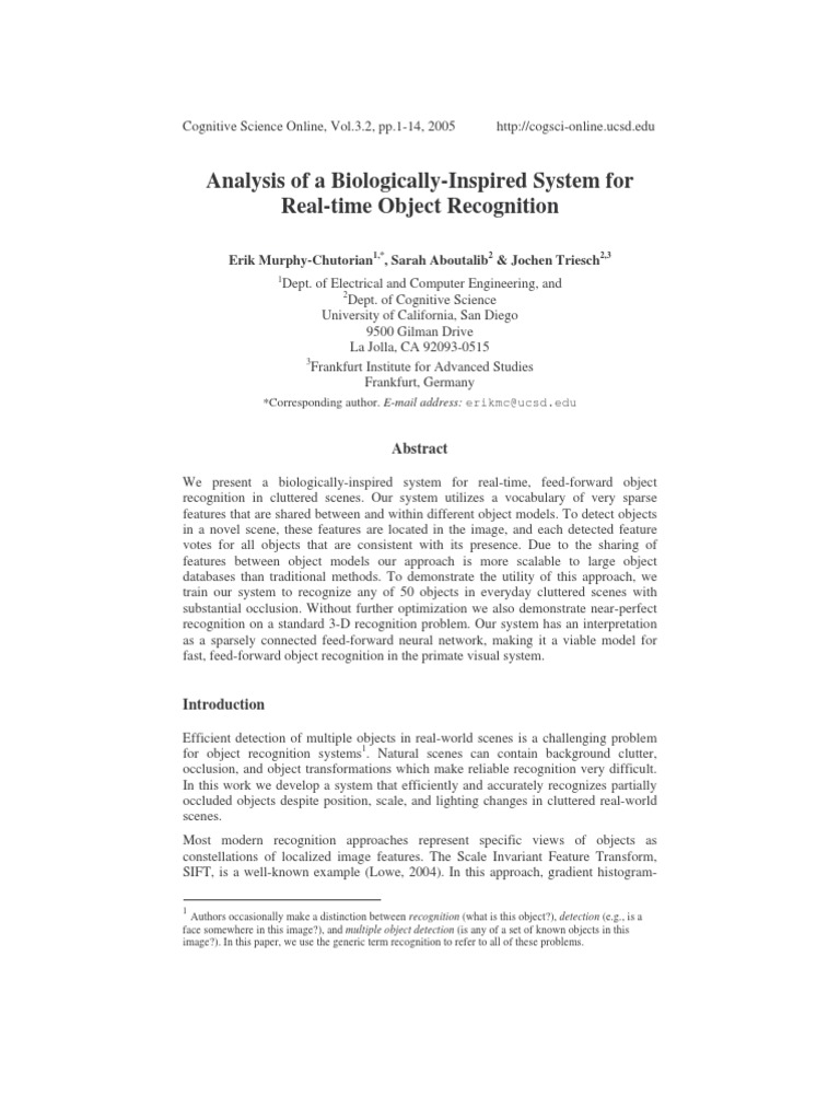 Biologically-Inspired Object Recognition System | PDF | Applied ...