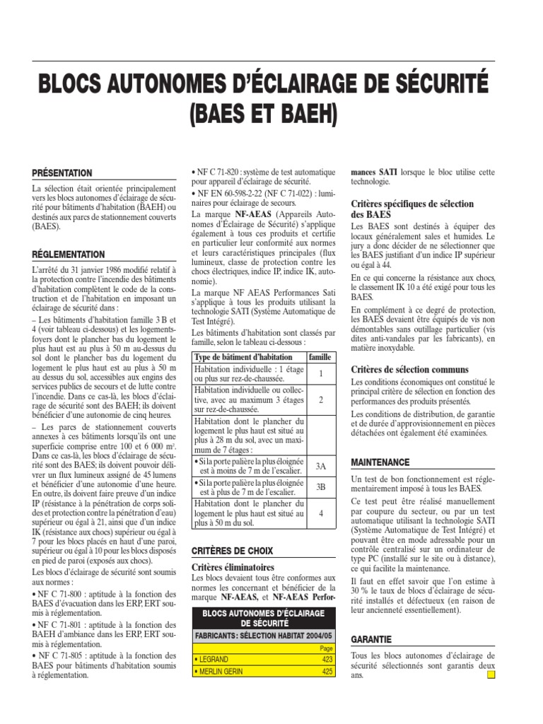 BAES et BAEH : Réglementation et Normes | PDF | Lutte contre l'incendie ...