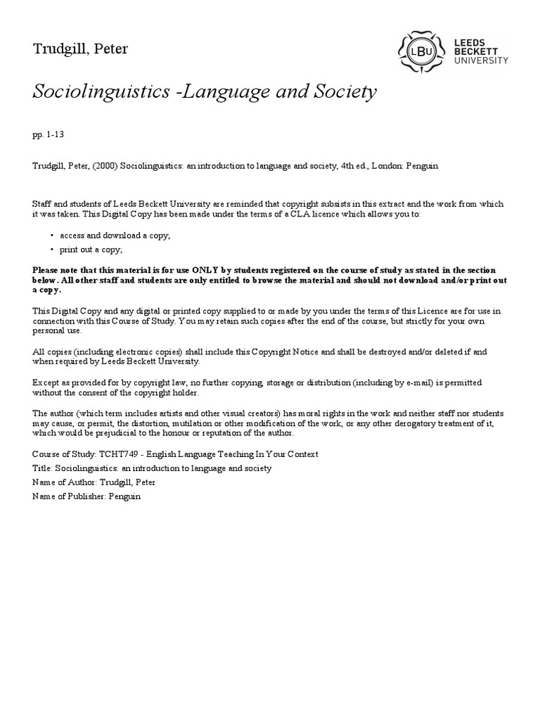 Sociolinguistics intelligence overview