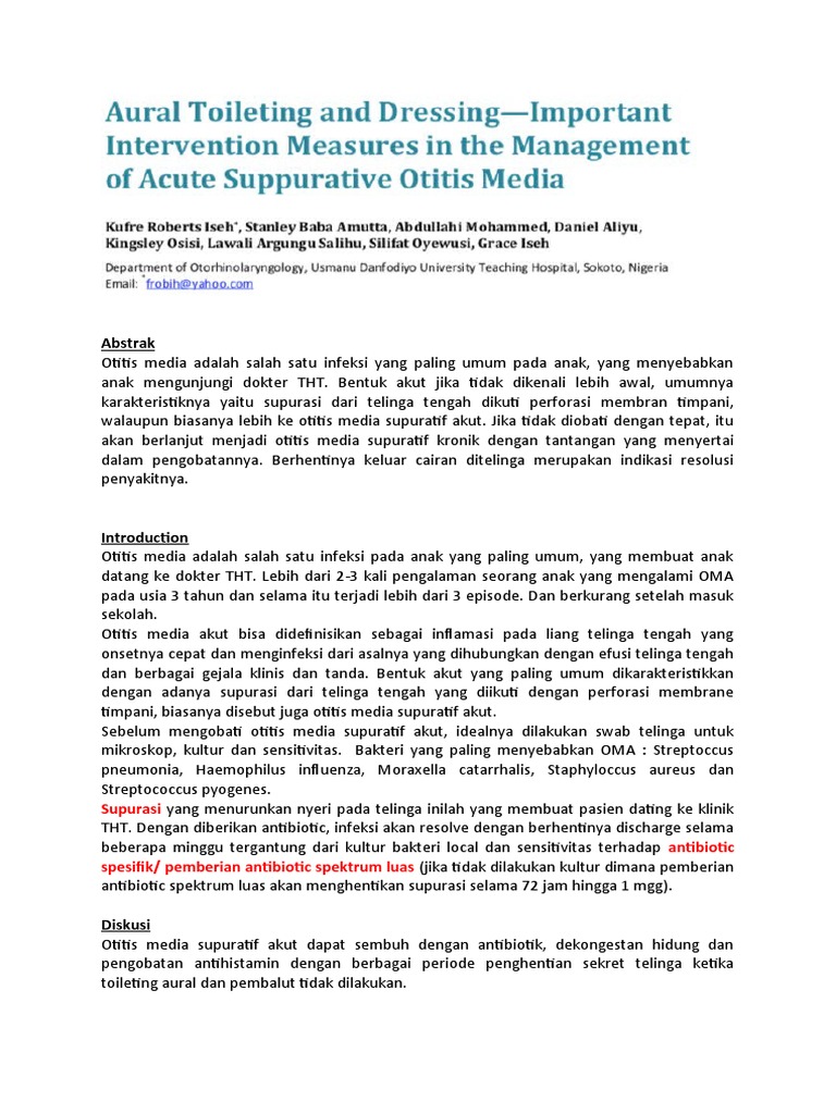 Aural Toileting and Dressing PDF