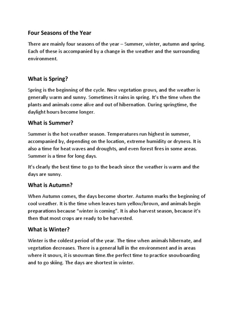 Overview of the Four Seasons | PDF | Home & Garden
