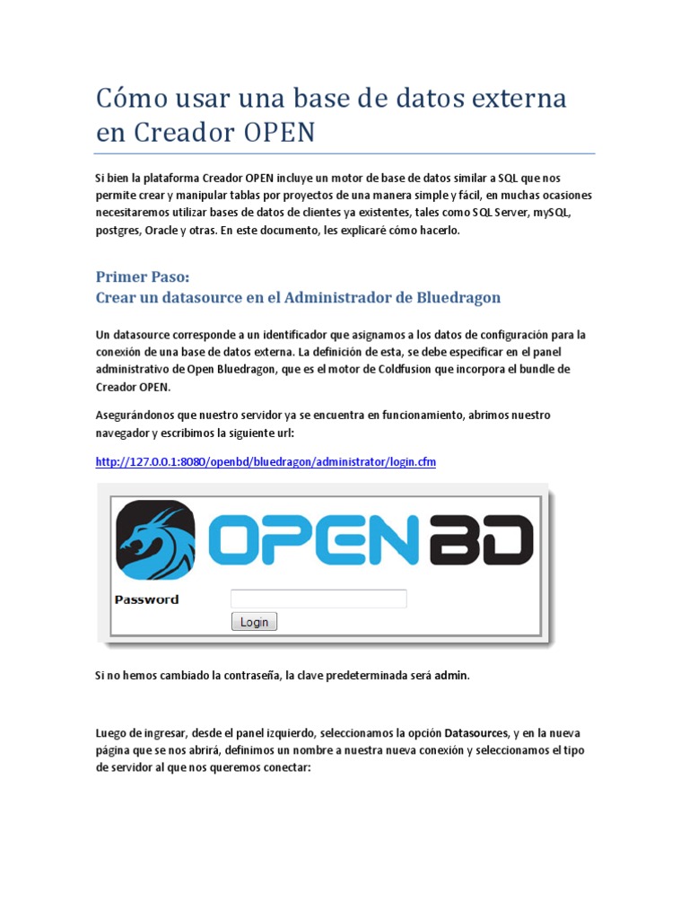 Como Usar Una Base De Datos externa En Creador OPEN SQL Microsoft 