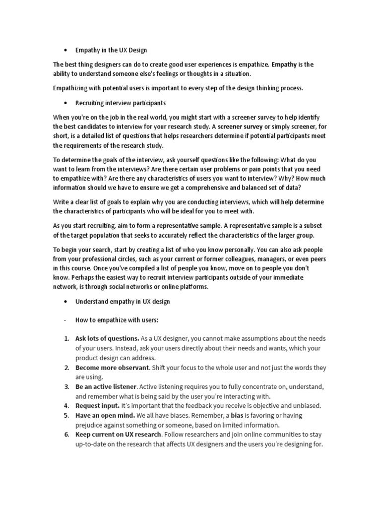 Empathy in UX Design Guide | PDF | Empathy | User Experience