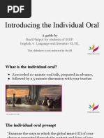 Introducing The Individual Oral: Brad Philpot For Students of IBDP English A: Language and Literature SL/HL