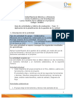 Guia de actividades y Rúbrica de evaluación - Unidad 1 - Fase 3 - Aplicación de la planificación de la gestión de la calidad