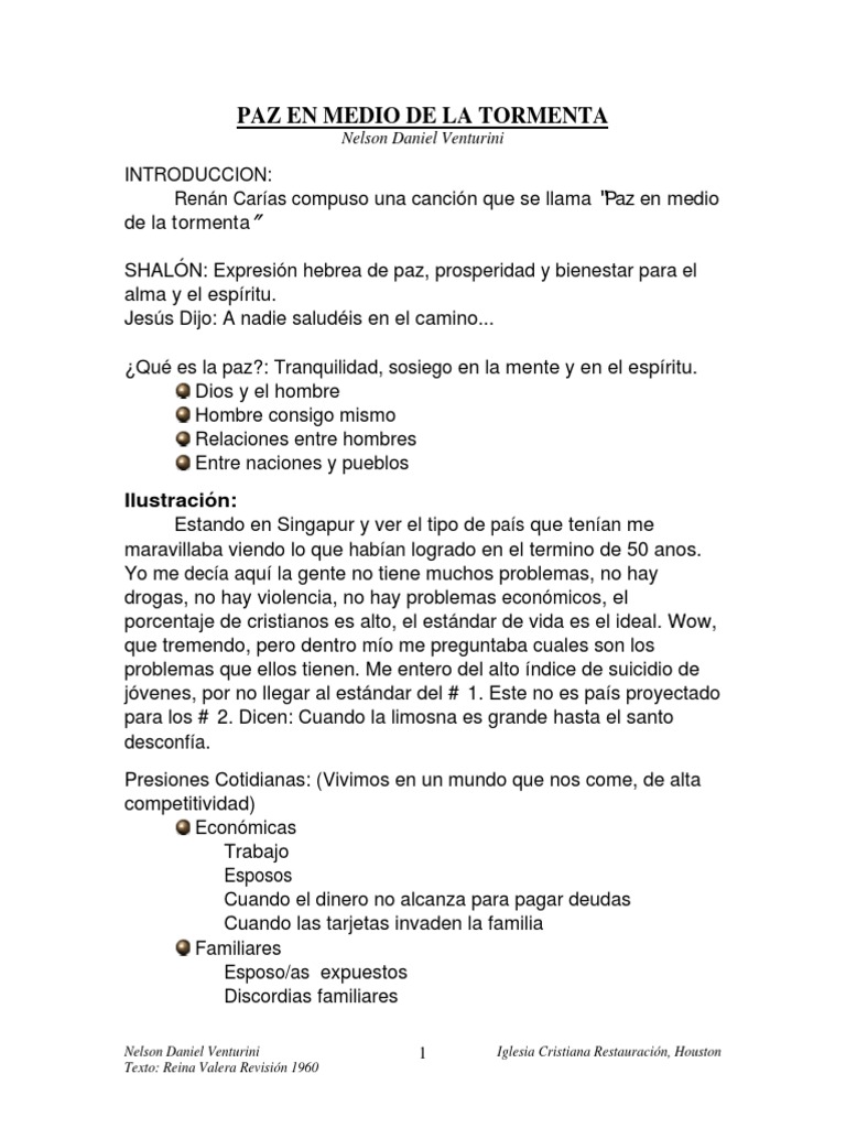 Paz en Medio de La Tormenta PDF Cristo (título) Paz