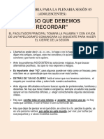 Ayuda Menoria Plenaria Ideas para Relfexionar y Cierre