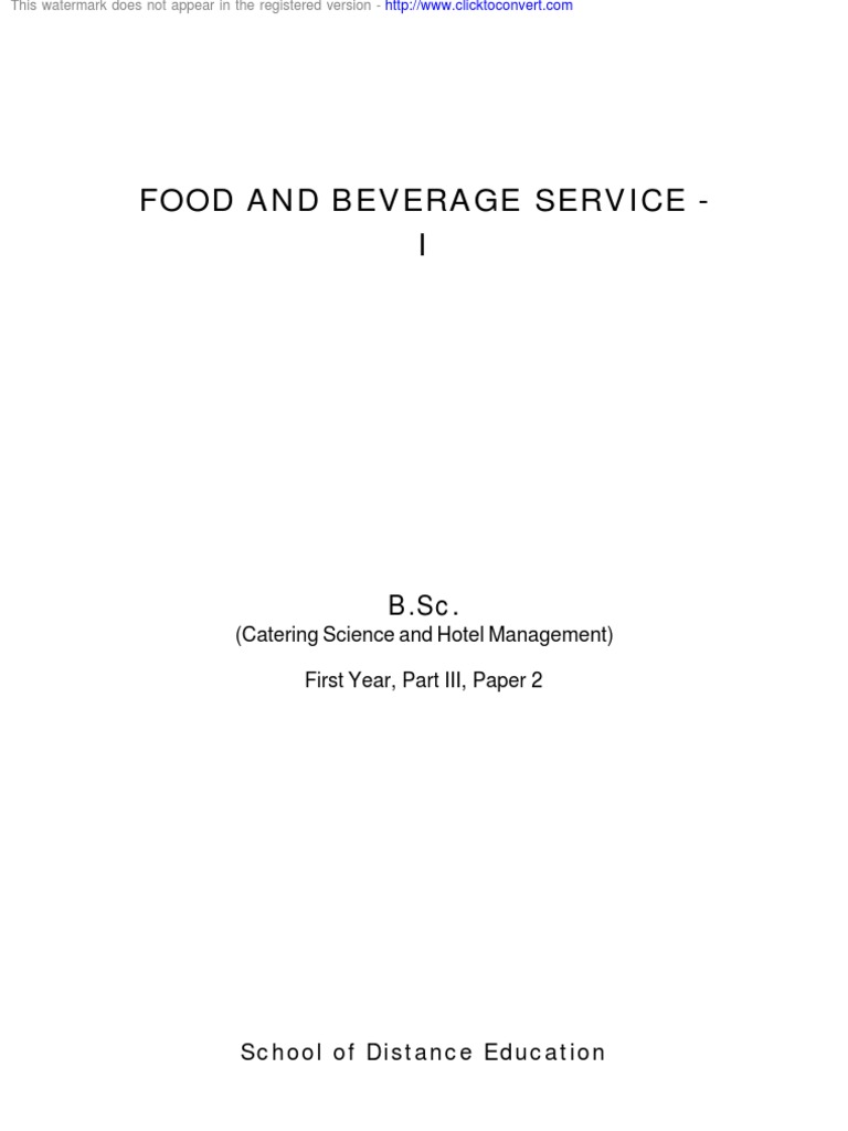 F B Service Restaurants Menu