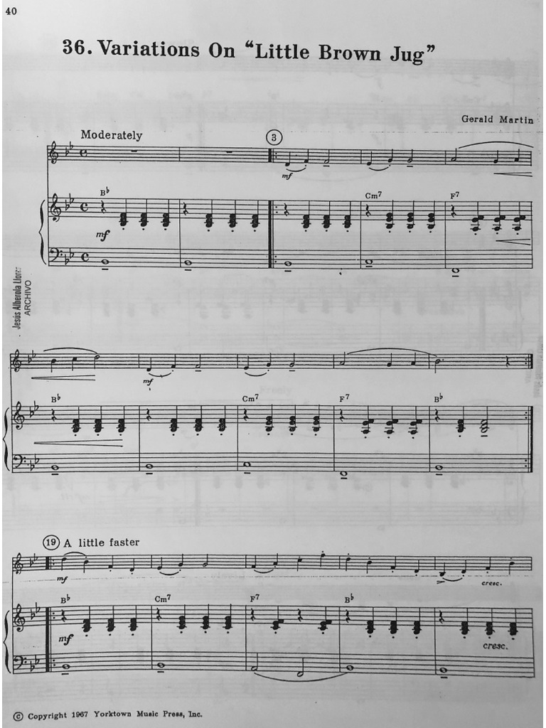 Variations On " Little Brown Jug" PDF