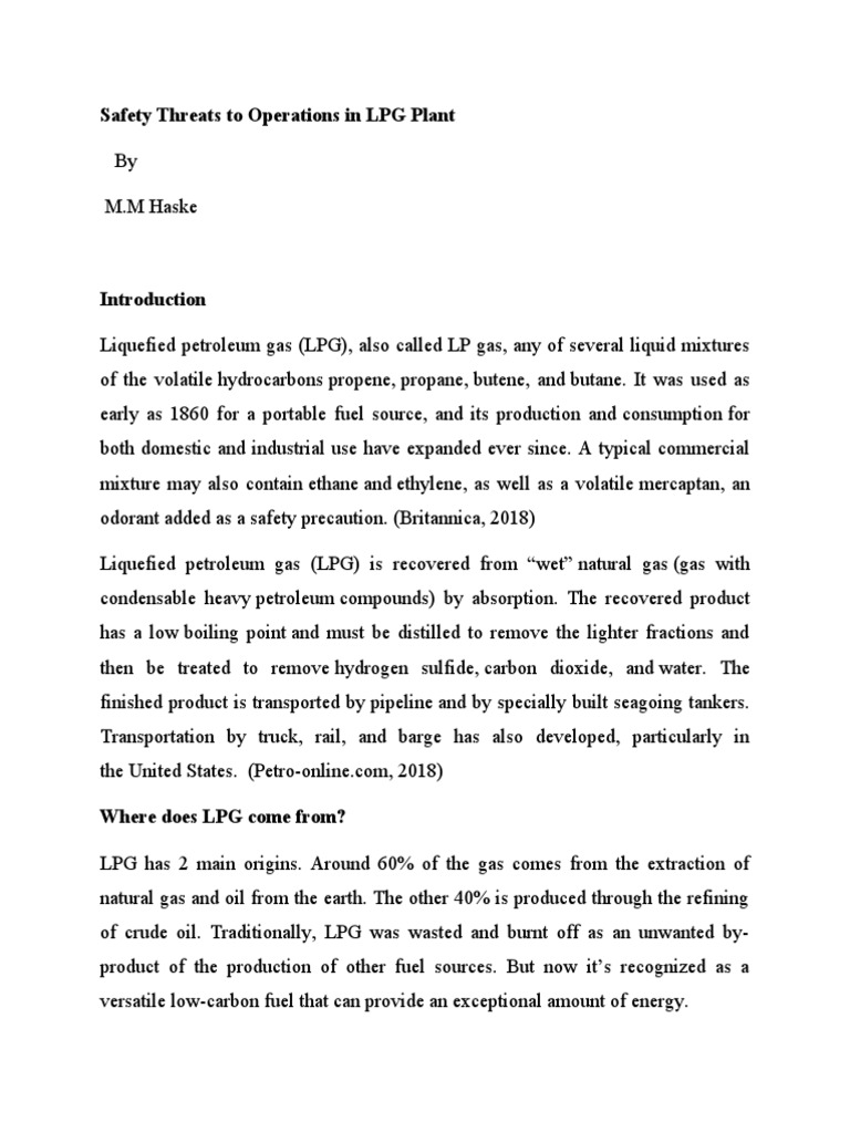LPG Plant Safety Threats and Solutions | PDF | Liquefied Petroleum Gas ...