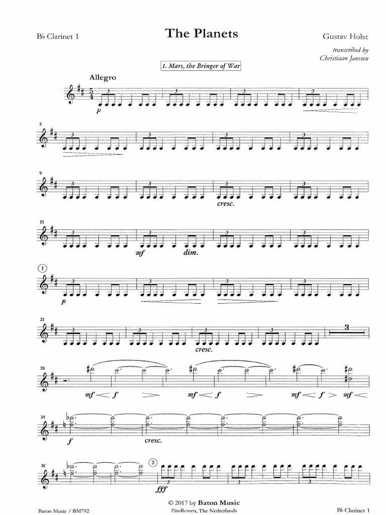 The Planets Holst Bb Clarinet 1 Pdf