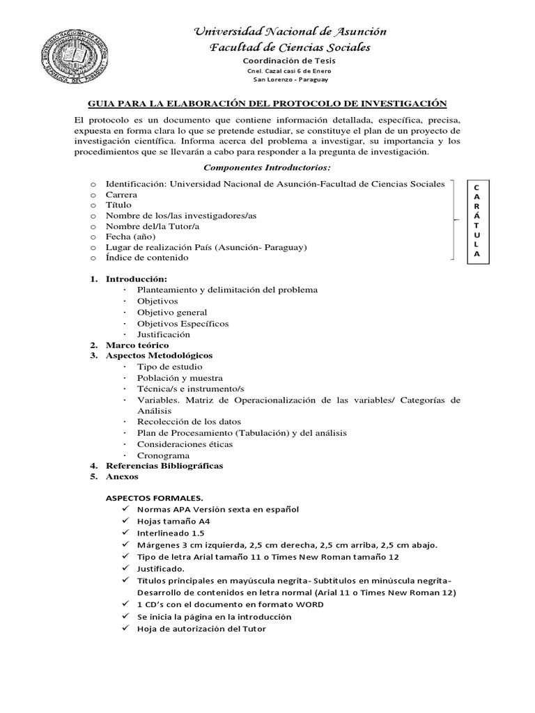 Guia para La Elaboración Protocolo de Investigación. Trabajo Social UNA ...