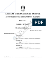 Lyceum International School: Biology PAPER II Theory 9 Sc. (Cambridge) .........