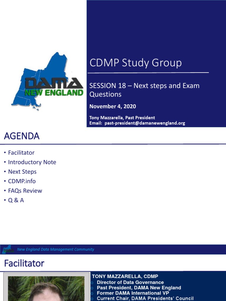 CDMP Study Group SESSION 18 Next Steps and Exam Questions PDF