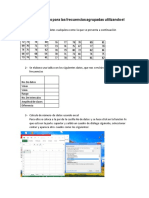 Cálculo para Las Frecuencias Agrupadas Utilizando El Programa Excel