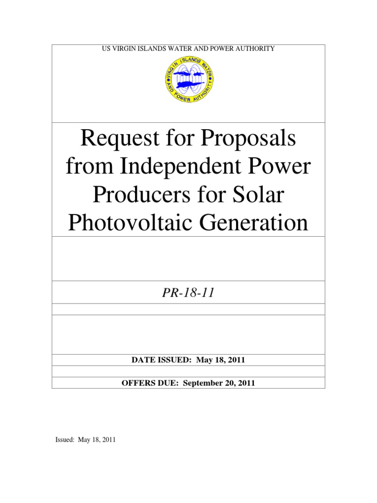 RFP for Carport Solar Systems in USVI | PDF | Photovoltaics ...