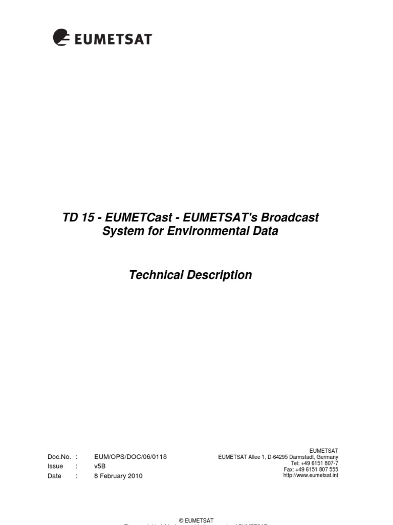 PDF Td15 Eumetcast | PDF | Usb | Microsoft Windows