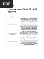 Tancet - Mca Syllabus