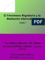 Tema 7: El Fenomeno Migratorio y La Mediacion Intercultural