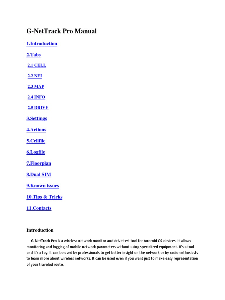 G-NetTrack Pro User Manual Guide | PDF | 4 G | Mobile Phones