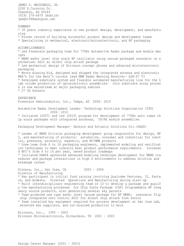 Packaging Development Manager or Principal Investigator or Princ | PDF ...