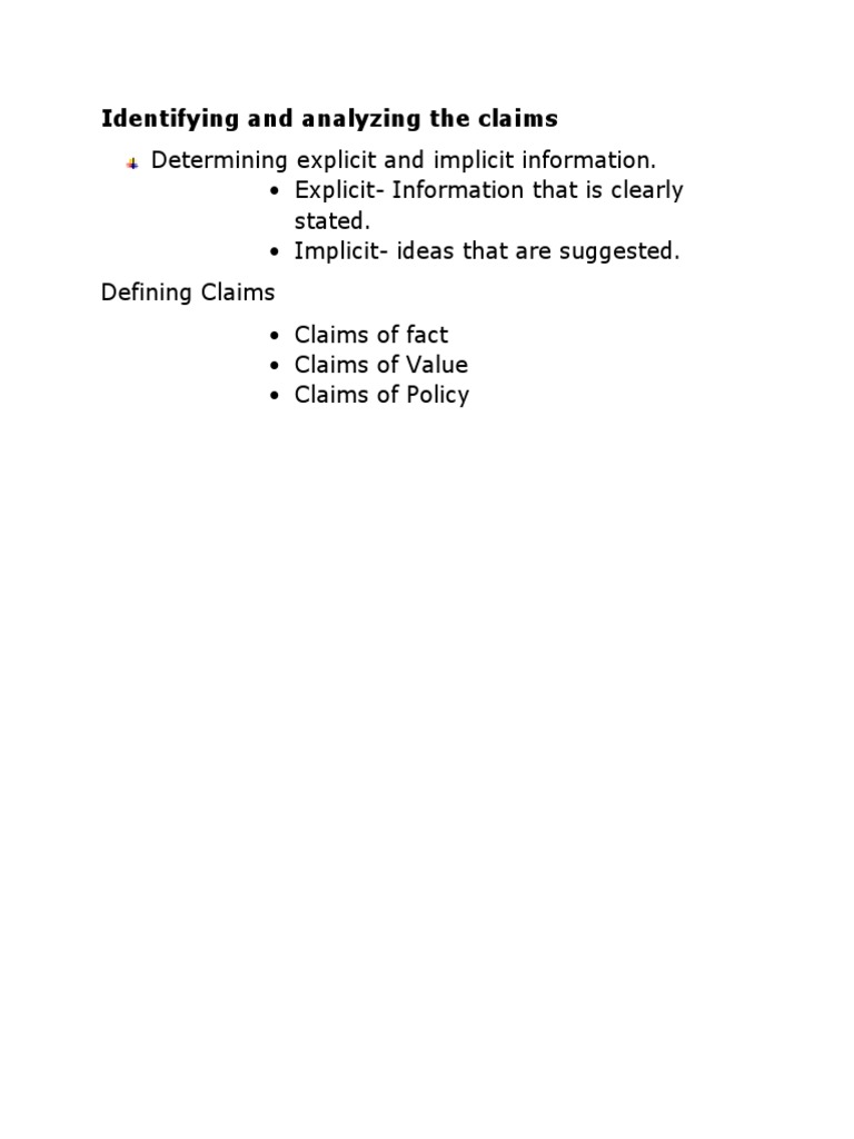 Identifying and Analyzing The Claims | PDF | Career & Growth | Science ...