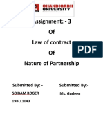Assignment: - 3 of Law of Contract of Nature of Partnership: Submitted By: - Submitted By