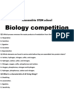 STEM Biology Competition Questions